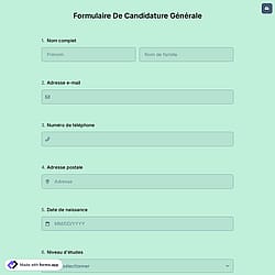 Formulaire De Candidature Générale