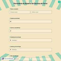 Formulário de Reserva de Serviço de Carro