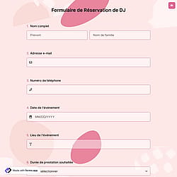 Formulaire de réservation de DJ