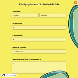 Kündigungsformular für die Mitgliedschaft