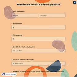 Formular zum Austritt aus der Mitgliedschaft