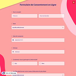 Formulaire de consentement en ligne