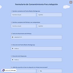 Formulario de Consentimiento Para Adopción