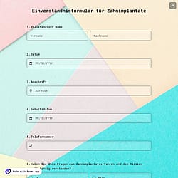 Einverständnisformular für Zahnimplantate
