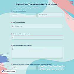 Formulaire de consentement pour esthéticienne