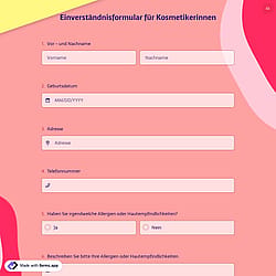Einverständniserklärung Kosmetik