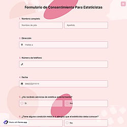 Formulario de consentimiento para esteticista