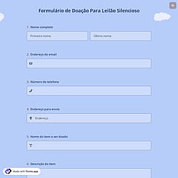 Formulário de Doação Para Leilão Silencioso