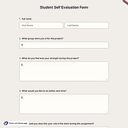 Student Self-Evaluation Form