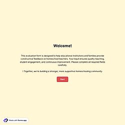 Homeschool Teacher Evaluation Form
