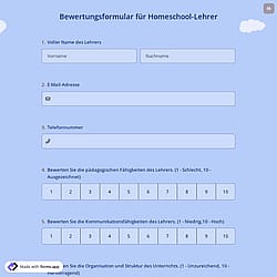 Formular zur Bewertung von Heimschullehrern