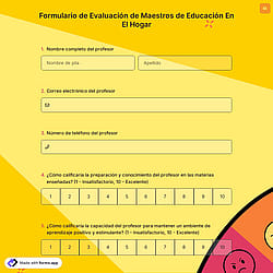 Formulario de evaluación de maestros de educación en casa