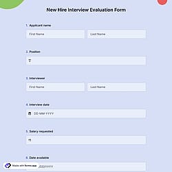 New Hire Interview Evaluation Form