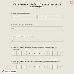 Formulário de Avaliação de Entrevista para Novas Contratações