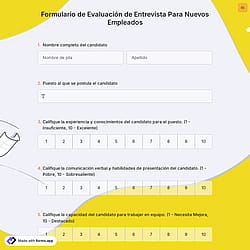 Formulario de Evaluación de Entrevista Para Nuevos Empleados