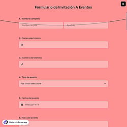Formulario de Invitación A Eventos