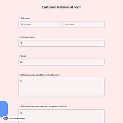 Customer Testimonial Form