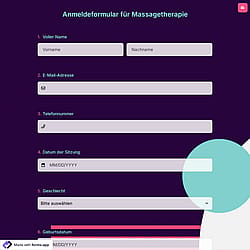 Anmeldeformular für Massagetherapie