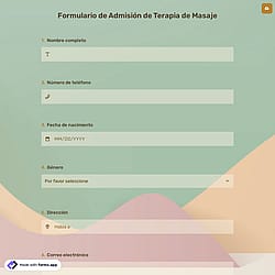 Formulario de Admisión de Terapia de Masaje