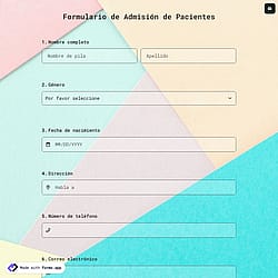 Formulario de admisión de pacientes