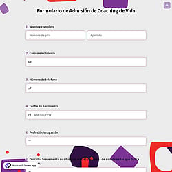 Formulario de Admisión para Coaching de Vida