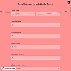 Bestellformular für Torten nach Maß