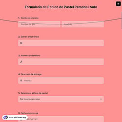Formulario de pedido de pasteles personalizados