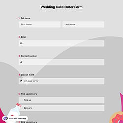 Wedding Cake Order Form