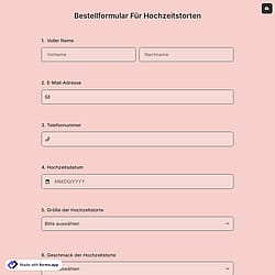 Bestellformular Für Hochzeitstorten