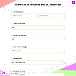 Formulário de Pedido de Bolo de Casamento