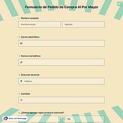 Formulario de Pedido de Compra Al Por Mayor