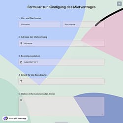 Formular zur Kündigung des Mietvertrages