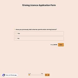 Driving License Application Form