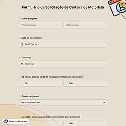 Formulário de Solicitação de Carteira de Motorista
