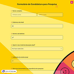Formulário de Candidatura para Pesquisa