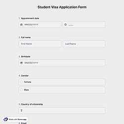Student Visa Application Form