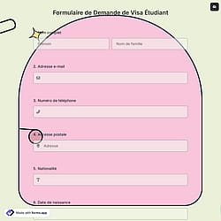 Modèle de Formulaire de Demande de Visa Étudiant en Ligne