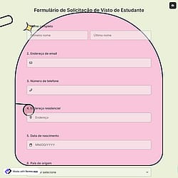 Formulário de Solicitação de Visto de Estudante