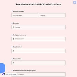 Formulario de Solicitud de Visa de Estudiante
