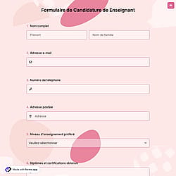 Formulaire de Candidature De Enseignant