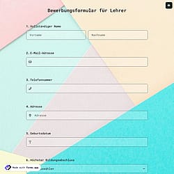 Bewerbungsformular für Lehrer