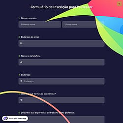 Formulário de Inscrição Para Professor