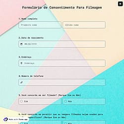Formulário de Consentimento Para Filmagem