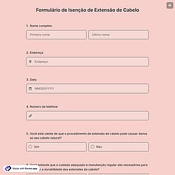 Formulário de Isenção de Extensão de Cabelo