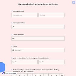 Formulario de consentimiento para salón