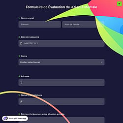 Formulaire de Évaluation de la Santé Mentale