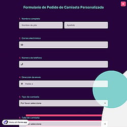 Formulario de Pedido de Camiseta Personalizada