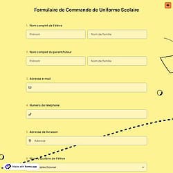 Formulaire de Commande de Uniforme Scolaire