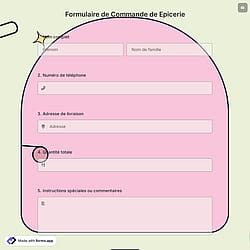 Formulaire De Commande de Epicerie