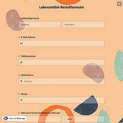 Lebensmittel-Bestellformular